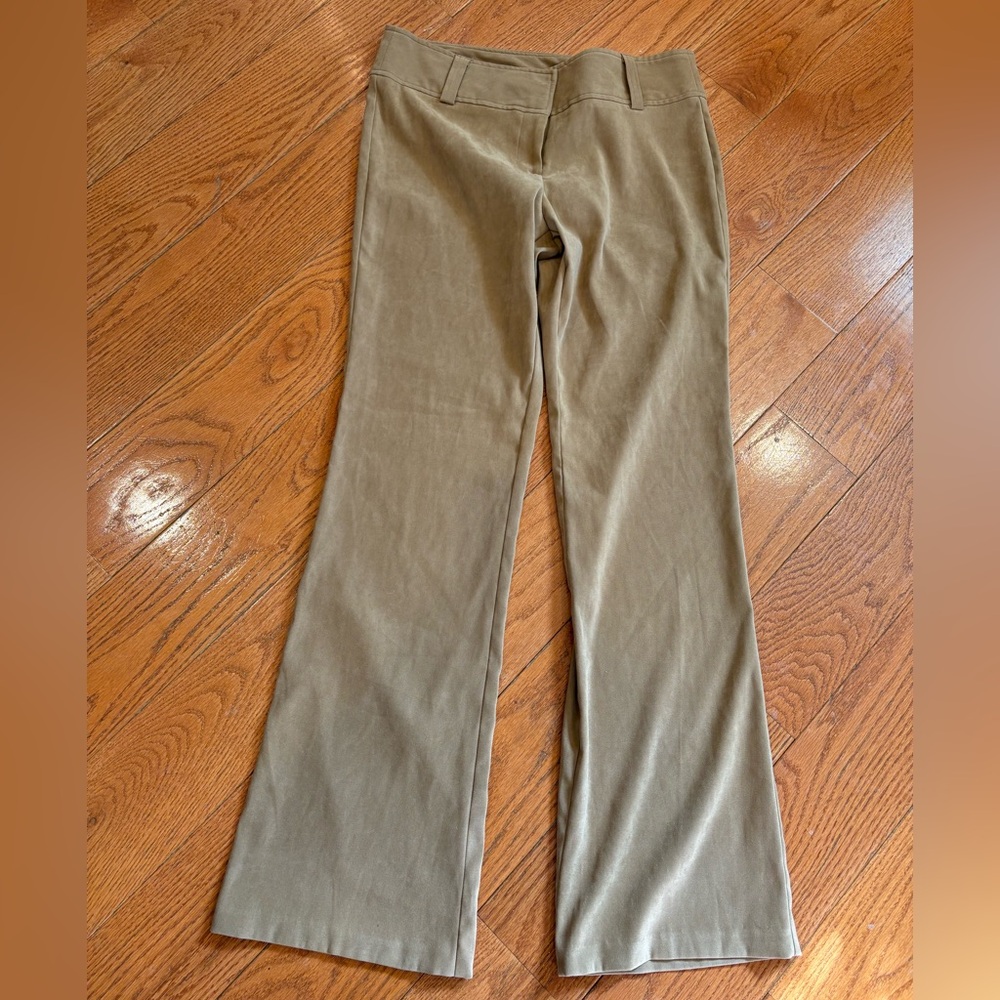 Tan Suede Stretch Pants | Soft Workwear Y2K Office Casual | Juniors 11